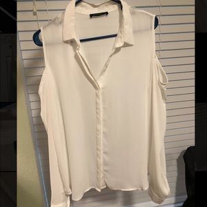 Cold Shoulder Button-Down Top